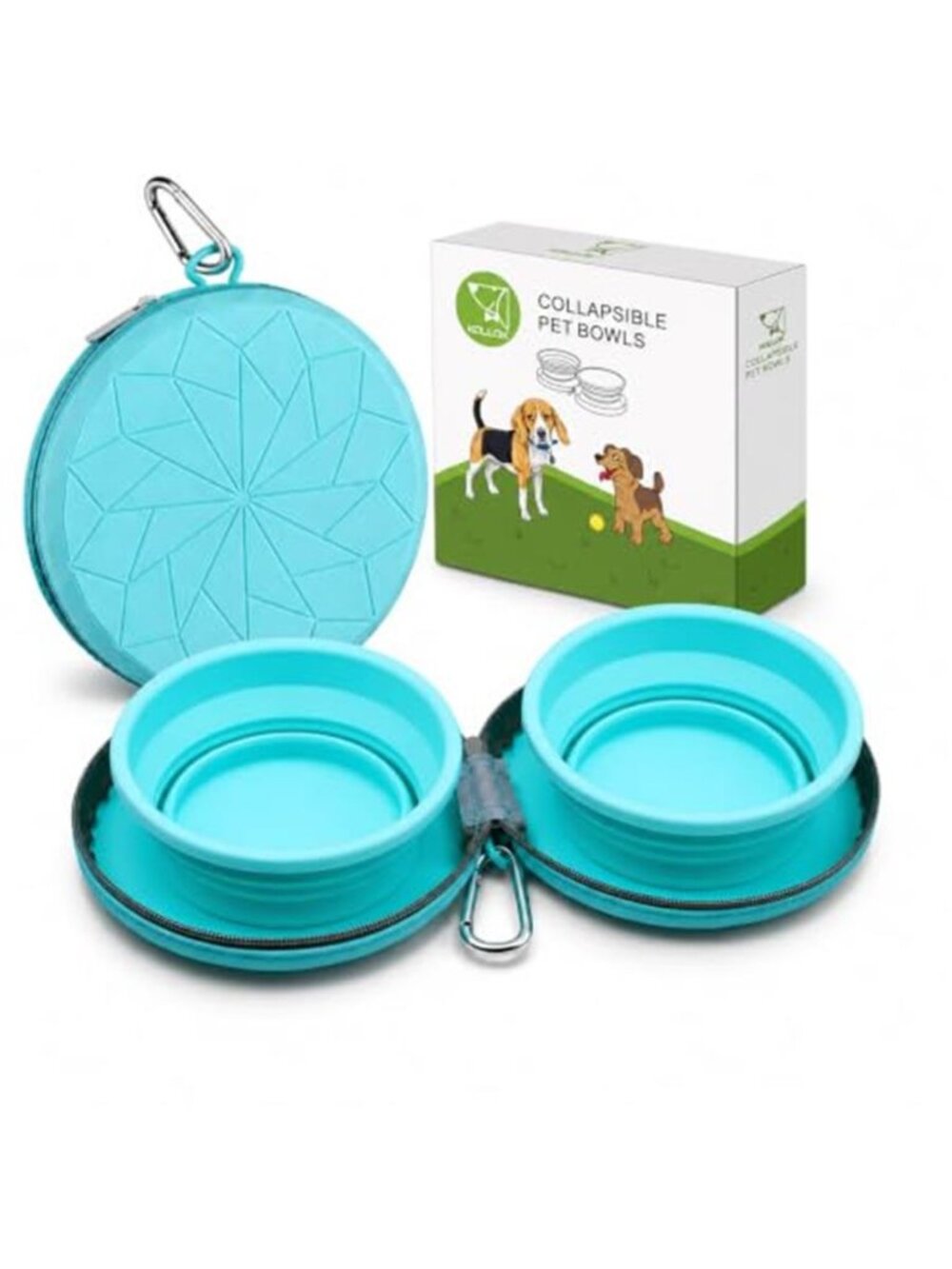 Collapsible Dog Bowls for Travel 2-in-1 Silicone Food and Water Set